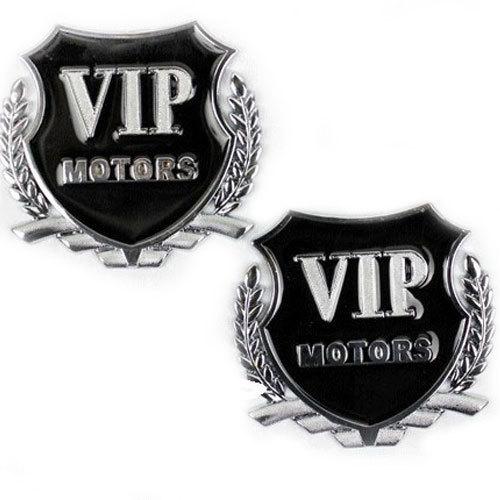 2 x silver metal vip logo car emblem badge decal car sticker 2 pcs