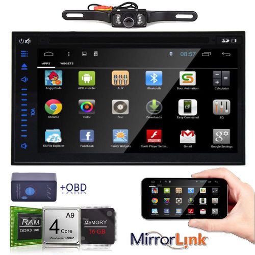 Quad core+obd2+mirror link+camera android 4.4 car dvd player gps radio 3g wifi