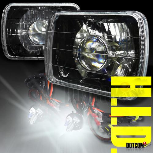 7x6 projector black headlights+h4 6000k xenon hid kit