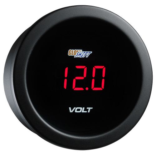 Glowshift 52mm volt gauge voltage meter 8 - 18 volts w. red digital led readout