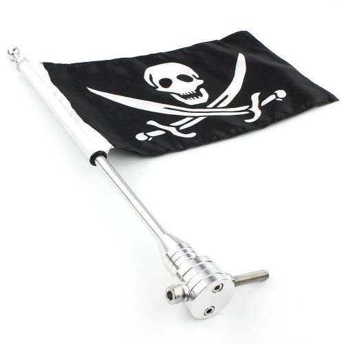 Cool motorcycle motor skull knife pattern flag with silver flagpole flag post