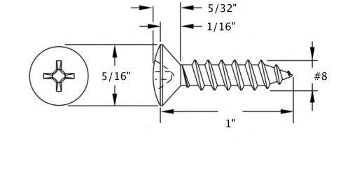 Scosche soh81-500 #8 x 1&#034; oval head screw 500 pieces/bag