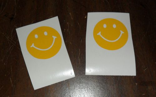 Vinyl decal sticker (qty 2) yellow smiley face -car truck rv- 1 3/4&#034; diameter