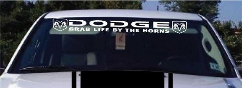 Dodge &#034;grab life by the horns&#034; vinyl 43 inch window/windshield decal - 12 colors
