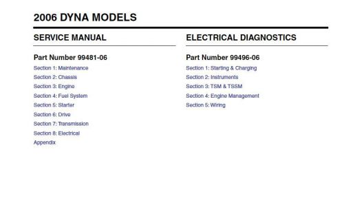 2006 harley davidson fxdwg dyna wide glide service &amp; electrical manuals 99481-06