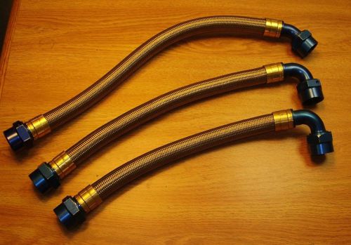 (3) bmrs an -12 braided steel hoses 14.5&#034;, 16.5&#034;, &amp; 18.5&#034; nascar late model ump