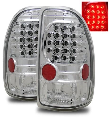 97-04 dodge dakota euro clear chrome led aftermarket tail lights rear brake lamp