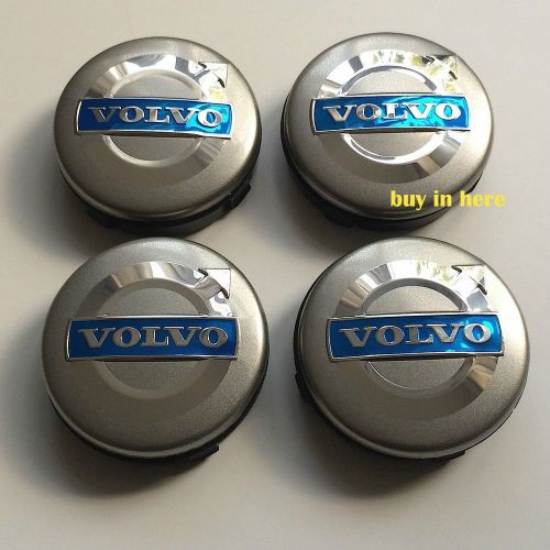 4 x volvo alloy wheel centre hub 64mm grey caps c70 s40 v50 s60 v60 v70 s80 xc90