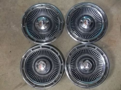 Vintage 1963 buick riviera 15&#034; wheel covers hub caps w/ silver shields oem