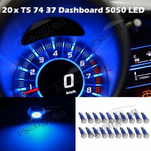 20x car t5 37 70 73 74 hole blue gauge dashboard wedge led light lamp bulb 12v