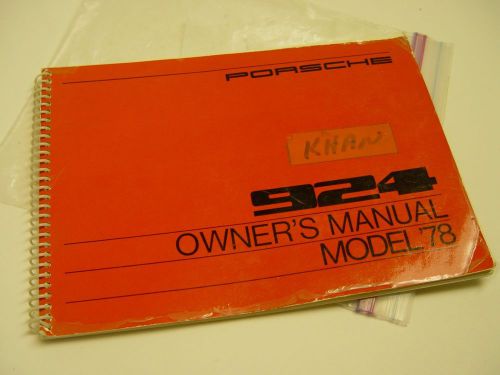 1978 porsche 924  owners manual model 78