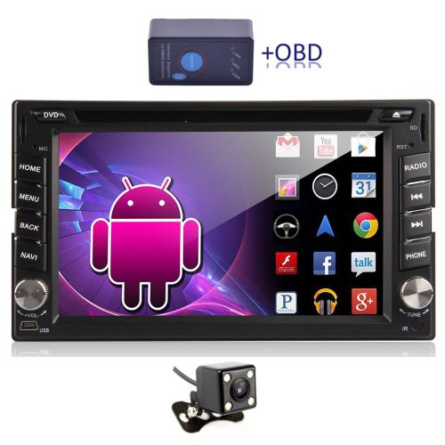 Android 4.4 double 2din car dvd obd2 stereo gps navigation bt dash radio+camera