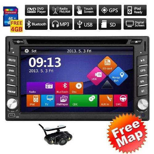 Gps navigation 2din hd car stereo dvd cd player bluetooth auto radio ipod+camera