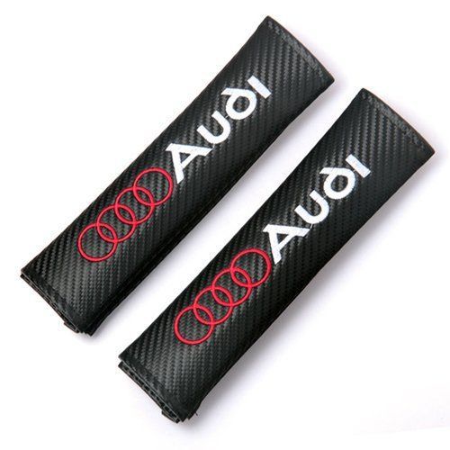 2 x car carbon fiber texture seat belts cover shoulder pads fit  for audi