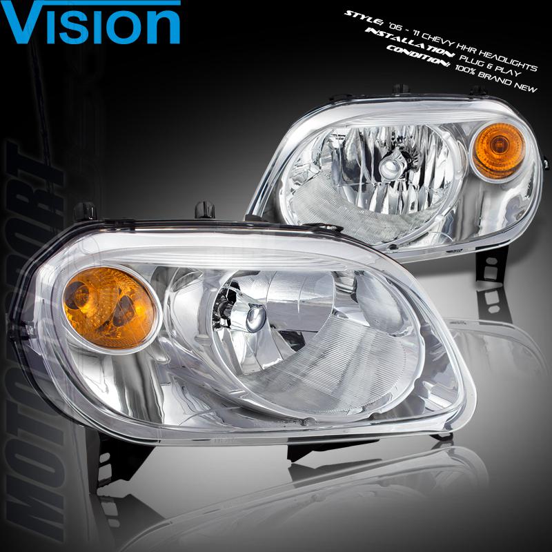 2006-2011 chevrolet hhr w/o pro-b2e chrome housing headlights replacement lh+rh