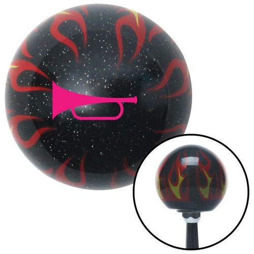 Pink horn trumpet black flame metal flake shift knob with m16 x 1.5 insertoem