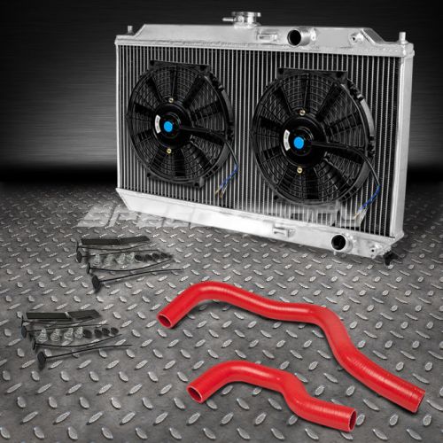 2-row/core full aluminum racing radiator+3-ply hose kit+fan 90-93 integra db mt