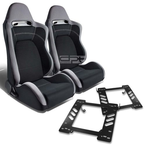 Type-r racing seat gray black cloth+silder+for 97-06 wrangler tj bracket x2