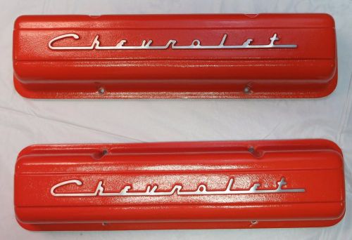 New pml small block chevrolet valve covers, pre-1986, powder coated w/ script