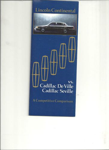 1988 lincoln continental vs. cadillac deville &amp; seville competitive comparison