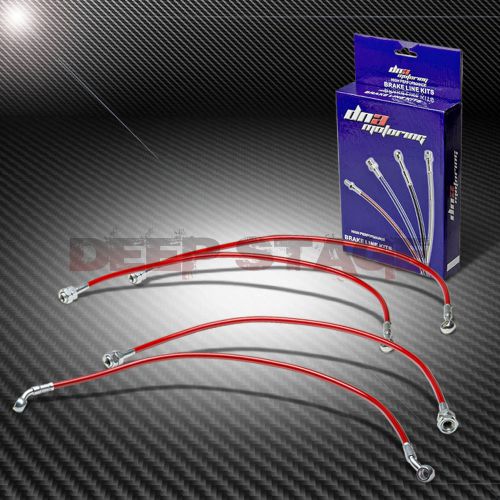 Stainless braided hose race brake line for 01-05 honda civic em/es/ep3 si red