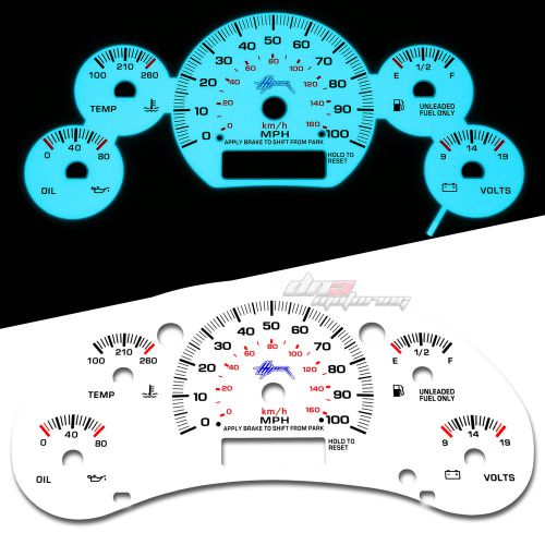 Indiglo glow gauge+harness dash face for 98-02 chevy s10 automatic without tach