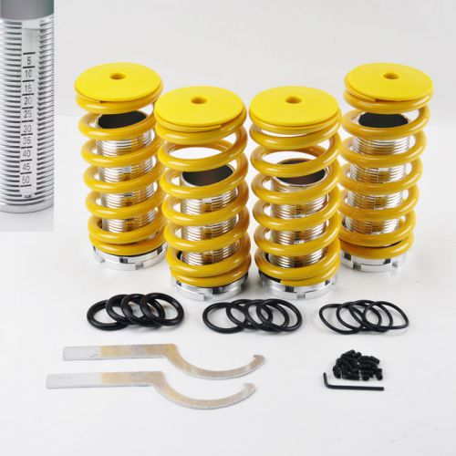 Honda adjustable 0-4&#034; yellow suspension coilovers lowering springs kit w/ wrench