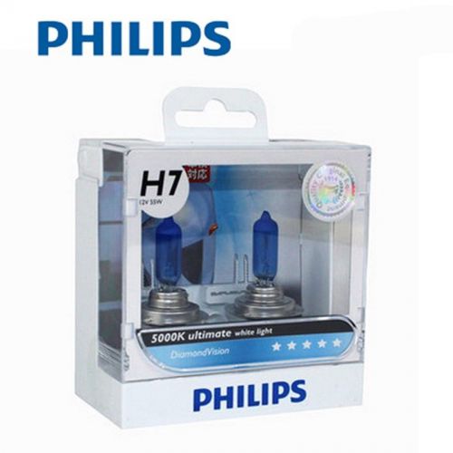 2pcs philips h7 5000k 55w diamond vision halogen bulbs 12v white headight lamps