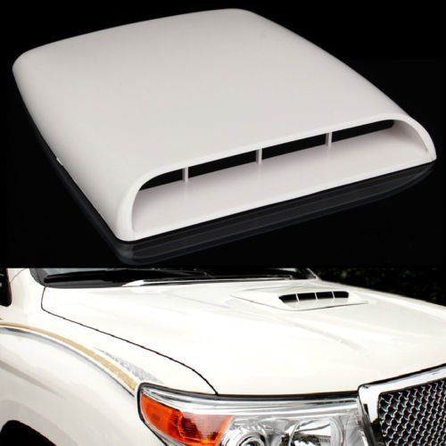 Car decorative air flow intake hood scoop vent bonnet cover white universal