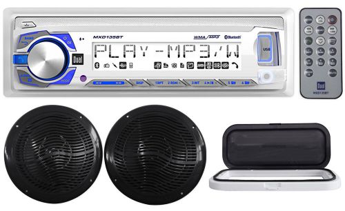 Dual mxd135bt marine/boat digital media receiver+housing+(2) 8&#034; boat speakers