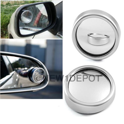 Silver round blind spot rearview mirrors l&amp;r angle cars universal fit honda nd