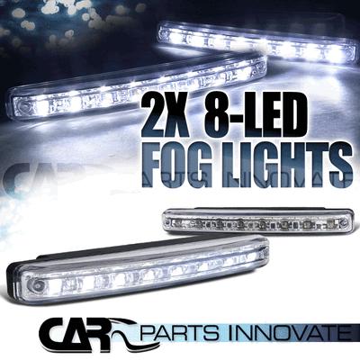 2x 6000k white 8 led fog daytime running lights bumper lamp chrome