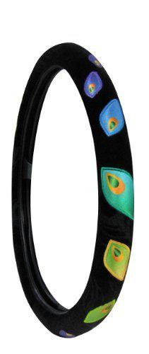 Peacock steering wheel cover - black