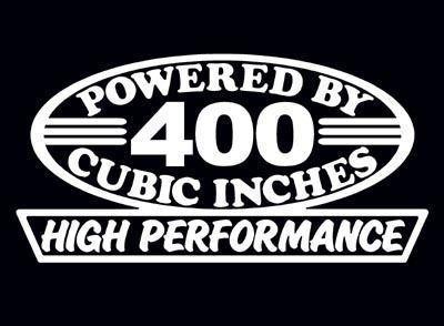 2 high performance 400 cubic inches decal set hp v8 engine emblem 6.6 stickers