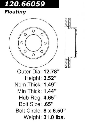 Centric parts 126.66059sl front performance brake rotor