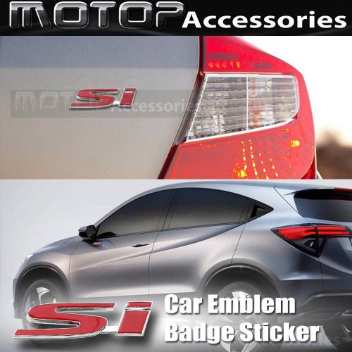 3d metal red si logo racing front badge emblem sticker decal self adhesive