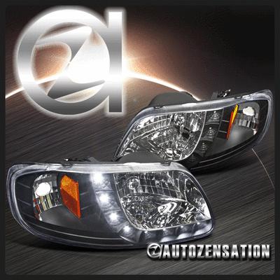 97-03 ford f150/97-02 expedition 1pc crystal black led headlights left+right