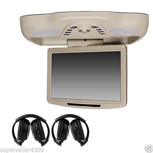 Overhead 12.1&#034; roof mount car cd dvd player tv fm usb transmitter + headphones