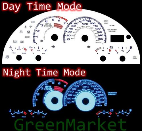 97-00 camaro z28 white face blue indiglo glow gauges