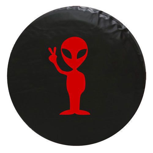 Alien peace vinyl spare tire cover 33 inch red