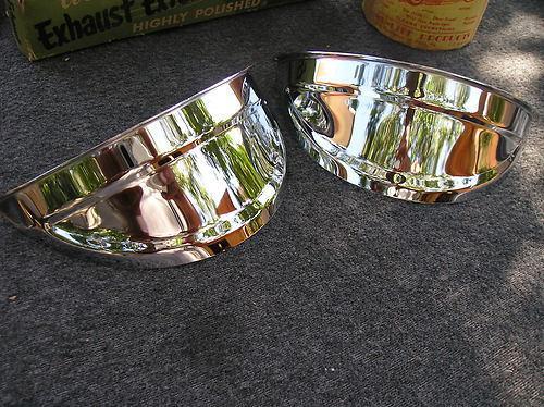 New pair of chrome vintage style head light visors !