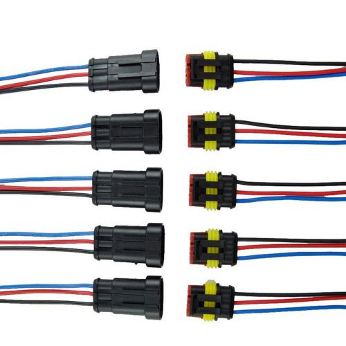 Sell 5 Kit 3 Pin Way Car Waterproof Electrical Connector Plug With Wire