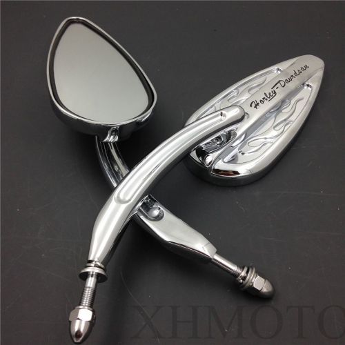 Chrome harley sportster 883 xlh springer softail custom tailfin flame mirrors