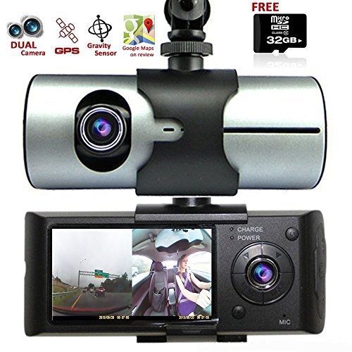 Indigi indigi® hd car dvr dual camera lens dashcam gps tracker g-sensor free
