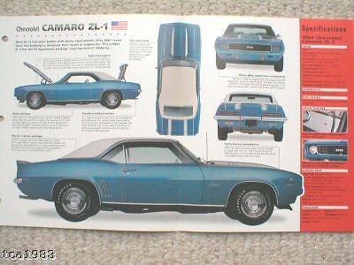 1969 chevrolet camaro zl-1 /  zl1 imp brochure