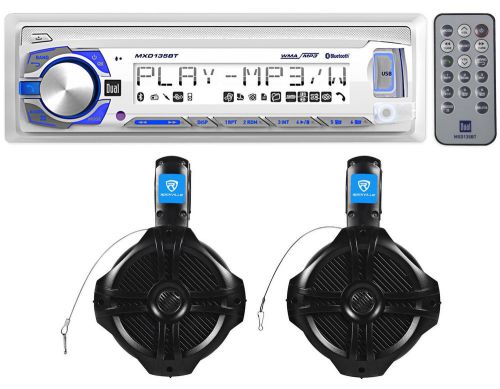 New! dual mxd135bt marine digital receiver+(2) rockville 6.5&#034; wakeboard speakers