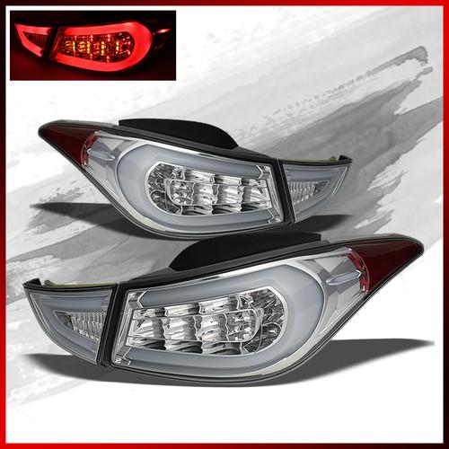 Fit 11-13 elantra chrome led tail lights red light tube w/built-in turn signal