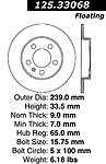 Centric parts 125.33068 rear performance rotor