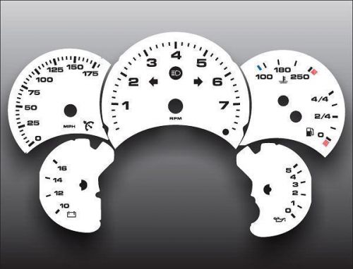 1998-2005 porsche 996 911 carrera 175 manual dash cluster white face gauges