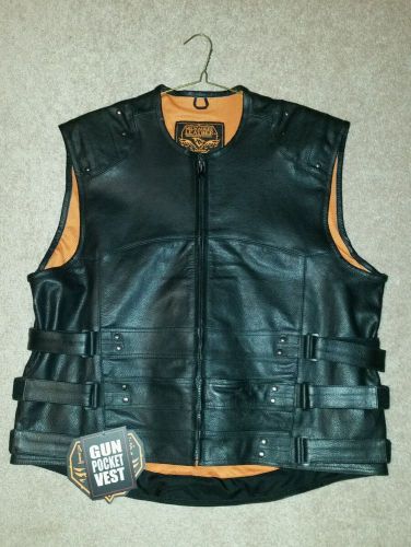 New black leather vest.